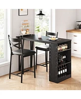 gaomon Dining Table Set for 2, Kitchen Bar Table and Chairs for 2, 3-Piece Kitchen Table Set with 2 Upholstered Chairs, Black