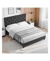 gaomon Bed Frame With Headboard Upholstered Bed Frame, Heavy-Duty Platform Bed Frame With Strong Wood Slats