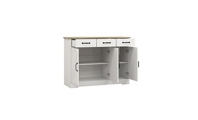 Slickblue Farmhouse White Buffet Cabinet Storage Sideboard with 3 Drawers and 3 Doors, Perfect for Dining Room, Living Room, or Kitchen Cupboard