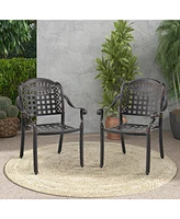 Gymax Pieces Cast aluminum patio chair bistro dining chair outdoor cast aluminum chair