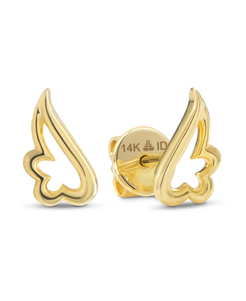 Devata Angel Wings 9x5mm Stud Earrings in 14K Gold, approx. 1.6 grams