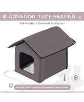 Pawhut Outdoor Heated Cat House, Warm Insulated Feral Cat Shelter Indoor