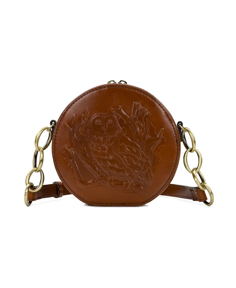 Patricia Nash Owl Tooled Leather Devonia Round Crossbody Bag