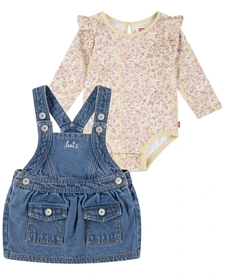 Levi's Infant Girls Bodysuit and Skirtall, 2-Piece Set