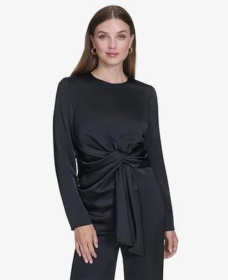 Halston Women's Twist-Front Long-Sleeve Blouse