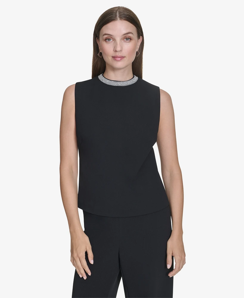 Halston Women's Embellished High-Neck Tank Top