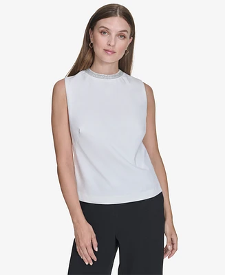 Halston Women's Embellished High-Neck Tank Top