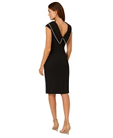 Adrianna Papell Women's Folded-Neck V-Back Sheath Dress