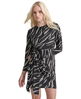 Dkny Women's Round-Neck Long-Sleeve Side-Knot Dress