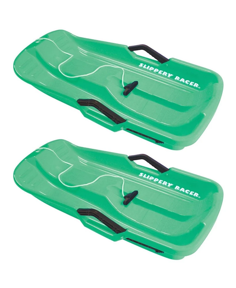 Slippery Racer Downhill Thunder Kids Toddler Plastic Toboggan Snow Sled (2 Pack