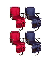 Four Seasons Courtyard Padded Stadium Comfort Seats Back Support Chairs, 4 Pack