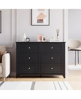 gaomon 6 Chest of Drawer Dresser, Modern Dresser with Deep Drawers and Nickel Round Handle