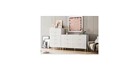 gaomon White Dresser, Modern 5 Drawer Dresser for Bedroom with Gold Handle and Large Drawer