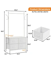 gaomon Dresser for Bedroom, Small Dresser Chest 6 Drawer Dresser with Clothes Rack, 4 Hooks, Hanging Rods, Storage Organizer