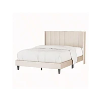 gaomon Queen Size Bed Frame With Velvet Tufted Headboard, Wooden Slats Support Modern Platform Bed For Kids, Girls, Boys, No Spring Box Required