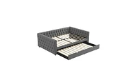 Slickblue Velvet Upholstered Daybed with Trundle - Tufted Full Sofa Bed for Bedroom or Guest Room