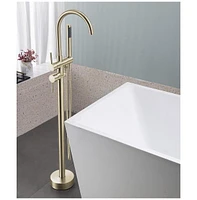 Slickblue Freestanding Bathtub Faucet with Handheld Shower: Brushed High Flow Tub Filler with Swivel Spout