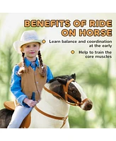 Qaba Ride on Horse for Toddlers 3-8 Years with Neighing, Padding, Brown