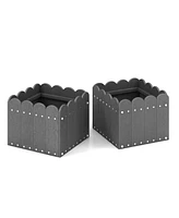 Sugift 2 Pack Square Planter Box with Drainage Gaps for for Front Porch Garden Balcony