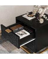 gaomon Black Dresser, Small 2 Drawer Dresser for Bedroom, Modern Nightstand for Bedroom