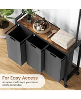 gaomon Laundry Sorter, Laundry Hamper 3-Section With Hanging Rack, Rolling Laundry Hamper With Removable Laundry Basket