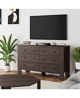 gaomon Dark Brown Dresser for Bedroom, 6 Drawer Dresser with Metal Handle, Dresser Organizer