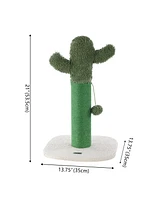 The Licker Store Pecos 21" Modern Jute Cactus Cat Scratching Post with Fuzzy Toy