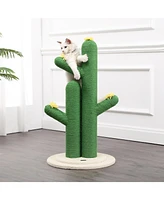The Licker Store Socorro 34.25" Modern Jute Double-Cactus Cat Scratching Post with Flower Toys