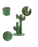 The Licker Store Marfa Modern Jute Triple-Cactus Cat Scratching Post with Fuzzy Toy