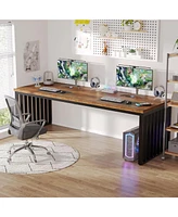 Tribesigns 78.74" Extra Long Computer Desk 2 Person Desk with Heavy Duty Metal Frame, Double Workstation Study Desk for Home Office