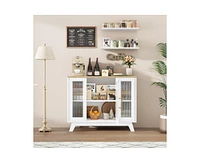 gaomon Buffet Storage Cabinet with Fluted Glass Door, 36" Modern Sideboard Cabinet with 2-Tier Storage