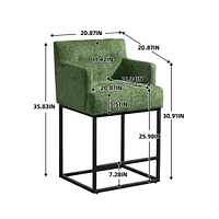 The Pop Home Set of 2 High Quality Counter Height Bar Stools,Black Metal Frame Chairs with Backs-The