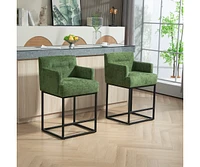 The Pop Home Set of 2 High Quality Counter Height Bar Stools,Black Metal Frame Chairs with Backs-The