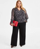 I.N.C. International Concepts Plus Size Femme Blouse Wide Leg Ponte Knit Pants Exclusively At Macys