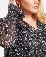 I.n.c. International Concepts Plus Femme Printed Blouse, Exclusively at Macy's