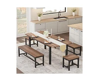 gaomon 5-Piece Dining Table Set for 4-6, 63" Extendable Dining Room Table Set for 4,Dining Table Set for 6 with Metal Frame,Kitchen Table & Chairs Set