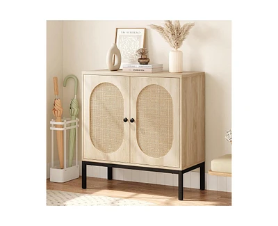 gaomon Buffet Cabinet, Rattan Storage Cabinet with Doors and Shelves, Accent Cabinet Sideboard