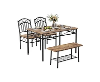 gaomon Dining Table Set for 4,Kitchen Table with Chairs Set of 4,Kitchen Table Set with 2 Chairs and Bench,4 Piece Dining Room Table Set for Small Spa