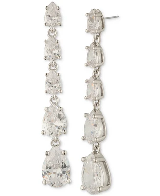 Givenchy Silver-Tone Crystal Pear Shape Graduated Linear Drop Earrings