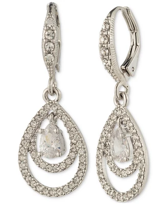 Givenchy Silver-Tone Crystal Orbital Teardrop Drop Earrings