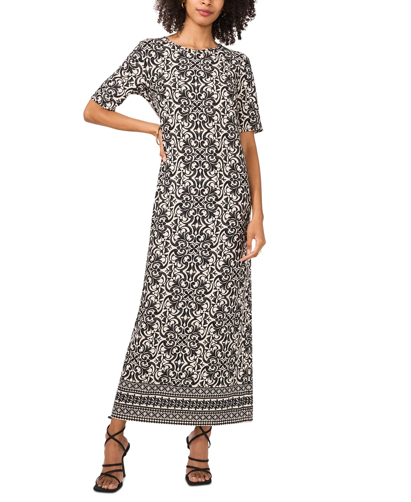 Vince Camuto Women's Printed Elbow Sleeve Maxi Dress