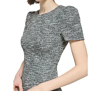 Calvin Klein Women's Tweed Puffed-Shoulder Sheath Dress