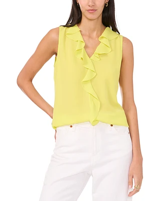 Vince Camuto Women's Solid Sleeveless Ruffled Top