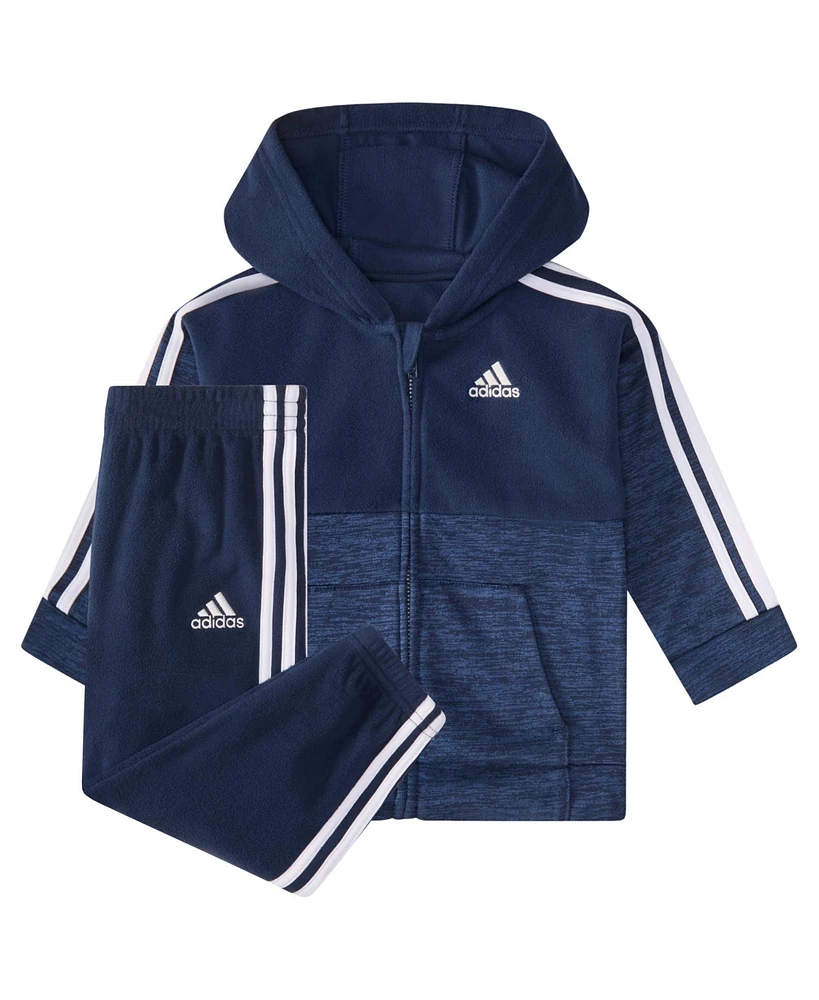 adidas Baby Boy Hooded Mix Jacket and Jogger, 2-Piece set