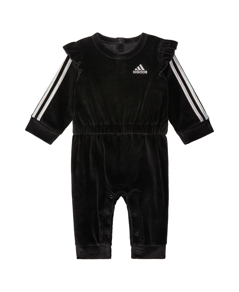 adidas Baby Girl Long Sleeve Velour Coverall