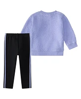 adidas Baby Girl Long Sleeve Crewneck Pullover Sherpa and Legging, 2-Piece Set