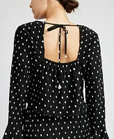 En Saison Women's Darlene Polka-Dot Swing Top