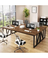 Tribesigns 78.7 Inches Extra Long Double Desk,2 Person Computer Desk, Large Wood Home Office Desk, Industrial Craft Study Writing Table, Workstation O