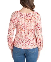 Bcx Juniors' Printed Tie-Neck Blouse