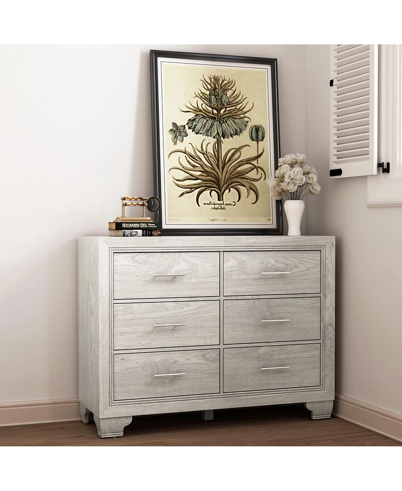 gaomon 6 Drawer Dresser for Bedroom, Wooden White Dresser